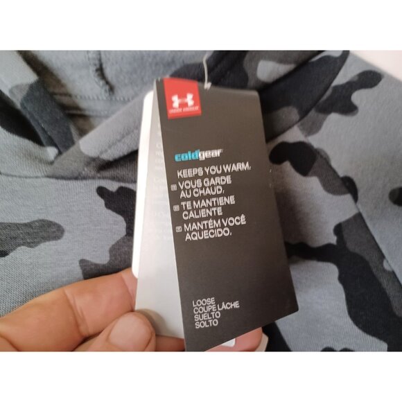 Under Armour Cold Gear Camo Hoodie Sweatshirt Black Gray Youth Boys Size XL - Picture 4 of 7